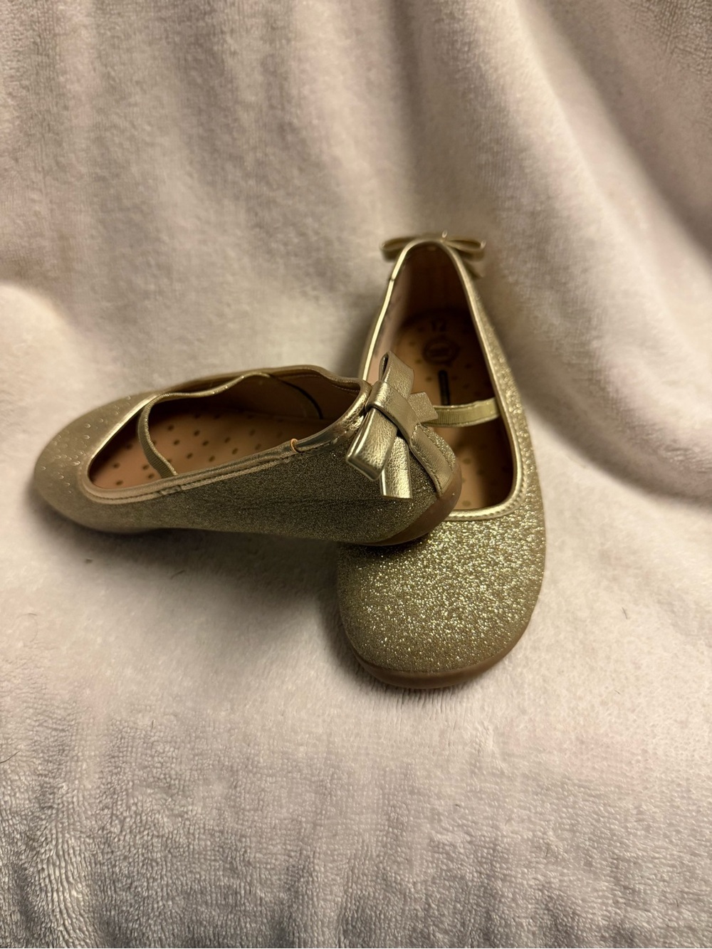 wonder nation Glittery Gold Mary Jane Flats with Bow